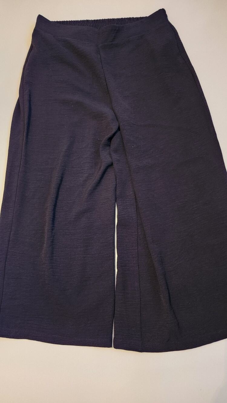 Adrianna Papell Womens Large Black Wide Leg Elastic Waist Pull On Trousers #507